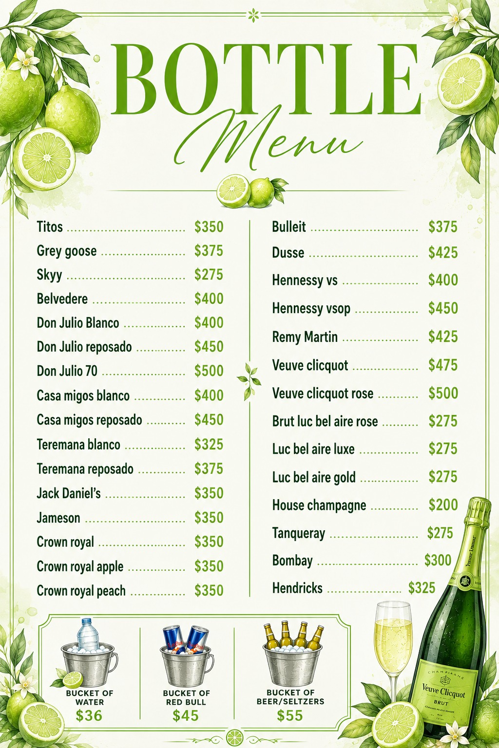Bottle Menu